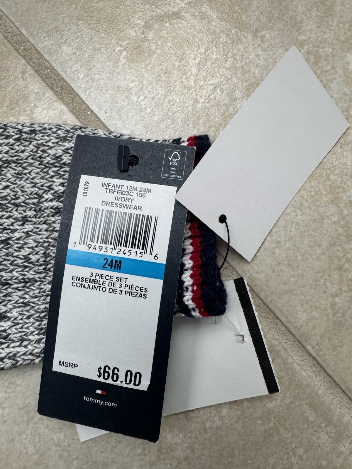 Tommy Hilfiger Boy's 24M Quarter 1/4 Zip Sweater Gray Black NWT thumbnail 5