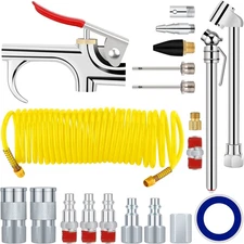 20pcs Air Compressor Accessory Kit 25Ft Recoil Air Hose Gun Nozzles Set 1/4" NPT
