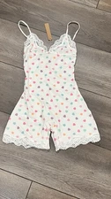 NWT Skims Fits Everybody Lace Triangle Romper Marble Candy Heart Print XL