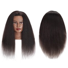 Mannequin Head 100 Real Hair 16" Afro Training Head Mannequin Doll Head Mani