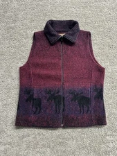 Vintage 80s 90s Bear Ridge Outfitters Womens Moose Zip Up Fleece USA Made Medium