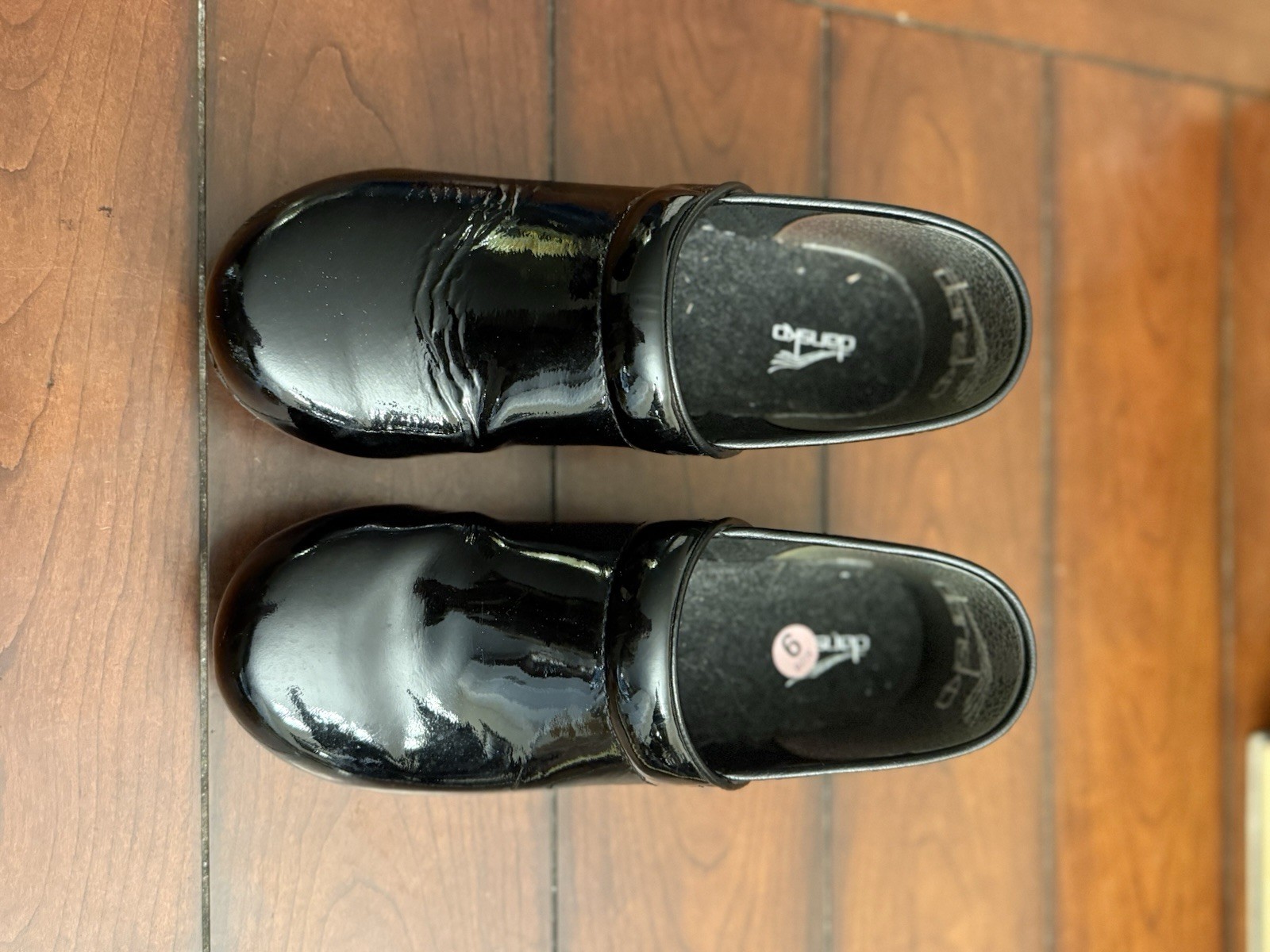 Patent black leather Dansko Pro clogs - size 9