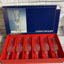 Set of 6 Crystal D'Arques 8" Champagne Crystal Flute Glassware