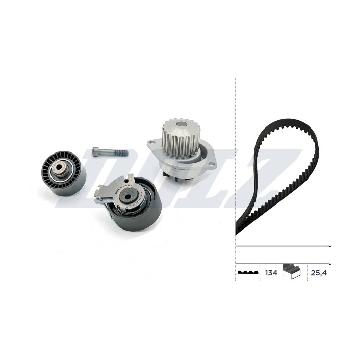 Kit distribution avec pompe à eau pour Peugeot 206 et 207 moteur essence 1.4