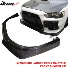 Fits 08-15 Mitsubishi Lancer Evolution Evo X 10 Ra Front Bumper Lip Carbon Fiber Fits 08-15 Mitsubishi Lancer Evolution Evo X 10 Ra Front Bumper Lip Carbon Fiber