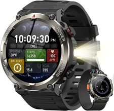 Montre Connectée Homme Militaire GPS, 5ATM Étanche Montre Fitness Montre Sport 2 Bracelets