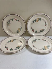 4Pc Corelle ABUNDANCE Dinner Plates 10.25” Sandstone With Fruit