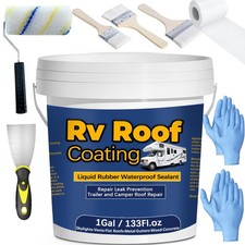Qiveaory 1Gal/133Fl.oz Liquid Rubber Rv Roof Coating White Waterproof Sealant...