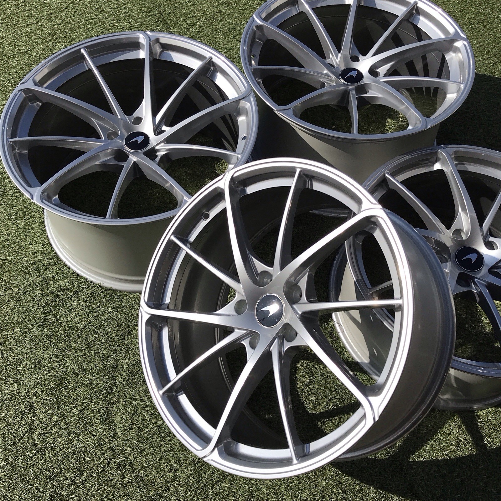 19 20 MCLAREN 750S RIMS OEM GENUINE STOCK SET 4 SILVER 720S