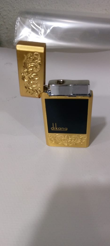 Luxury Gold Black dikang Lighter - Elegant Refillable Windproof Flame