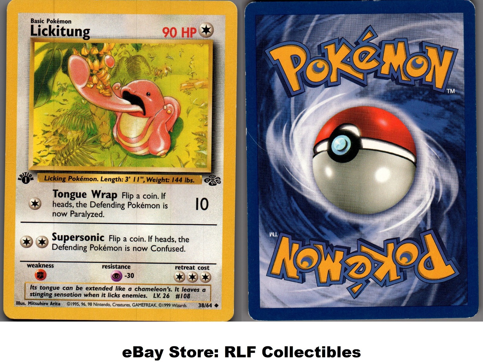 1999 Pokemon, Jungle, #38/64 Lickitung, 1st Edition, Uncommon