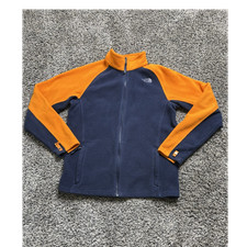 The North Face Boys XL 18/20 Blue/Orange Colorblock Fleece Full Zip Pockets