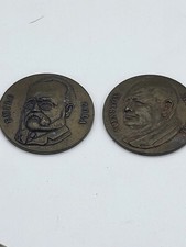 ZL-Lot 2 Médailles Anciennes Bronze Émile Zola Winston Churchill Cdb