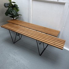 1.8m / 6ft Mid Century Modern Style Iroko Slatted Dining Hallway Garden Bench