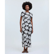 Madewell Tshirt Floral Hammered Satin Slit Maxi Dress US Women's 12 