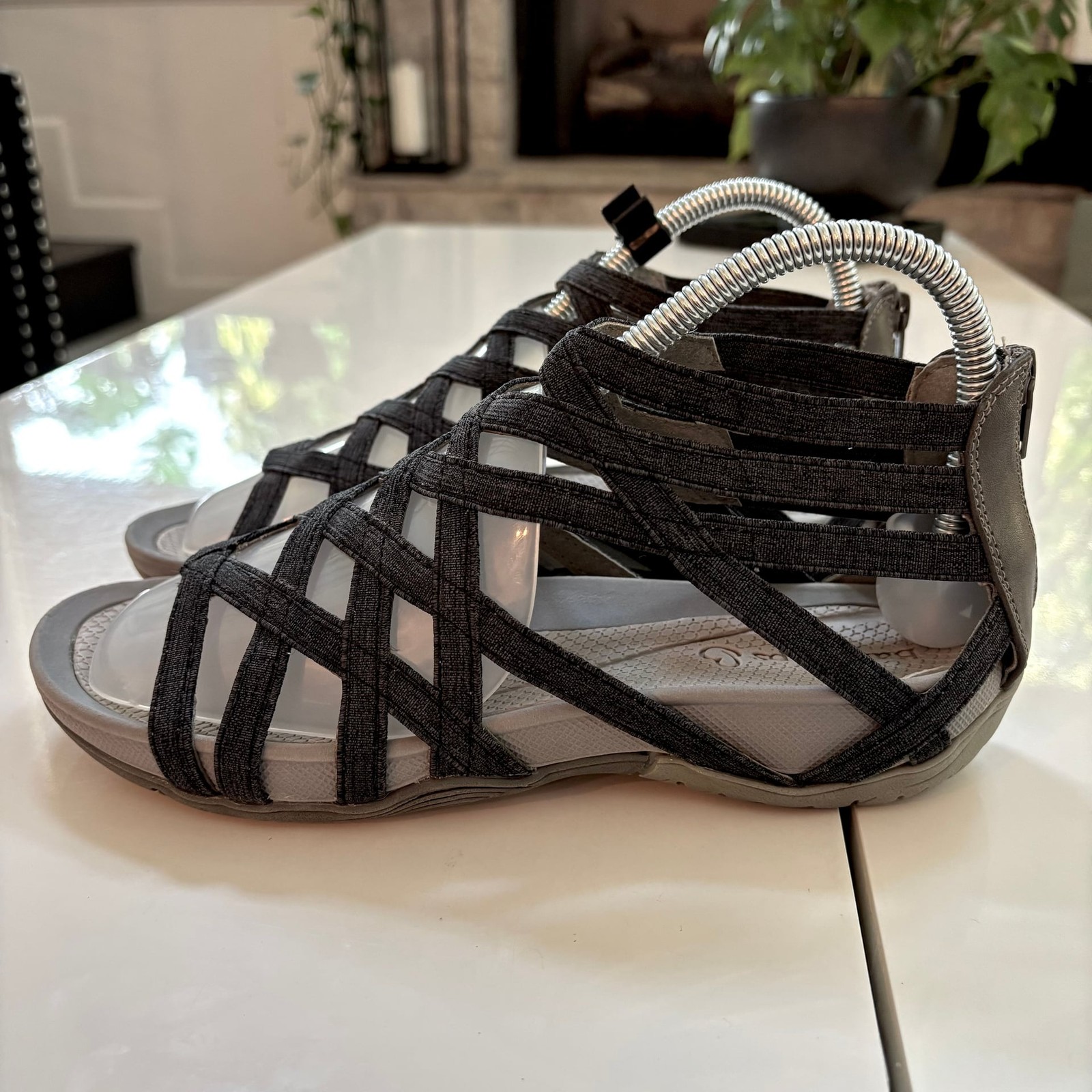BareTraps Samina Black Strappy Comfort Gladiator Sandals