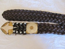 Vintage Marjorie Baer SF Mixed Metal Metal Buckle Woven Braided Belt-Brown-XL