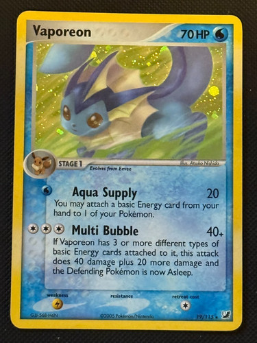 Vaporeon 19/115 Holo Rare EX Unseen Forces