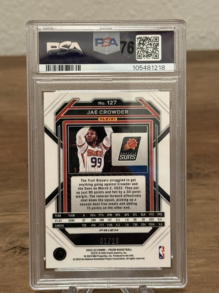 2022-23 Panini Prizm Gold Shimmer Prizm 1/10 Jae Crowder #127 Foto 2 de 2