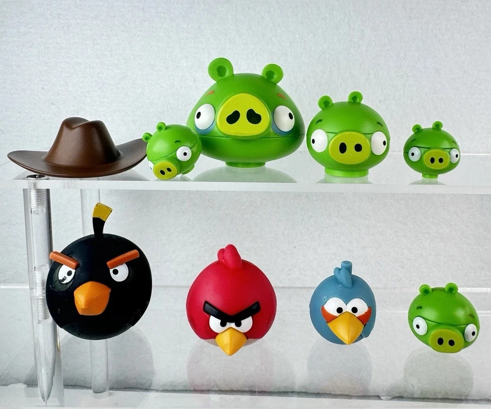Lot 13 Angry Birds KNEX Rovio Figures Bomb Red & Blue Bird Minion Pig RARE 2009 - Image 2 of 4