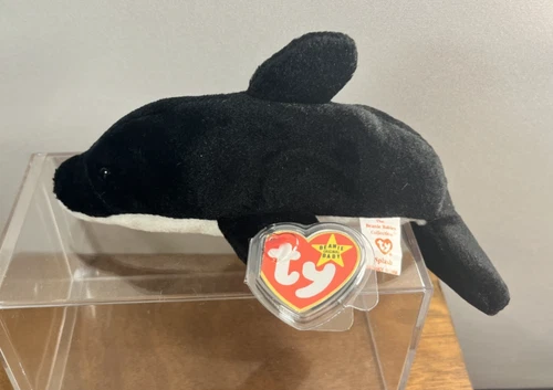 Ty Beanie Baby SPLASH the Whale Orca 1993 PVC Pellets Retired Plush Toy Vintage