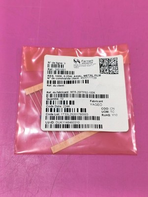 Yageo MFR-25FTF52-100K Metallschichtwiderstand 100k Ohm 0.25W 1% 10 Stück