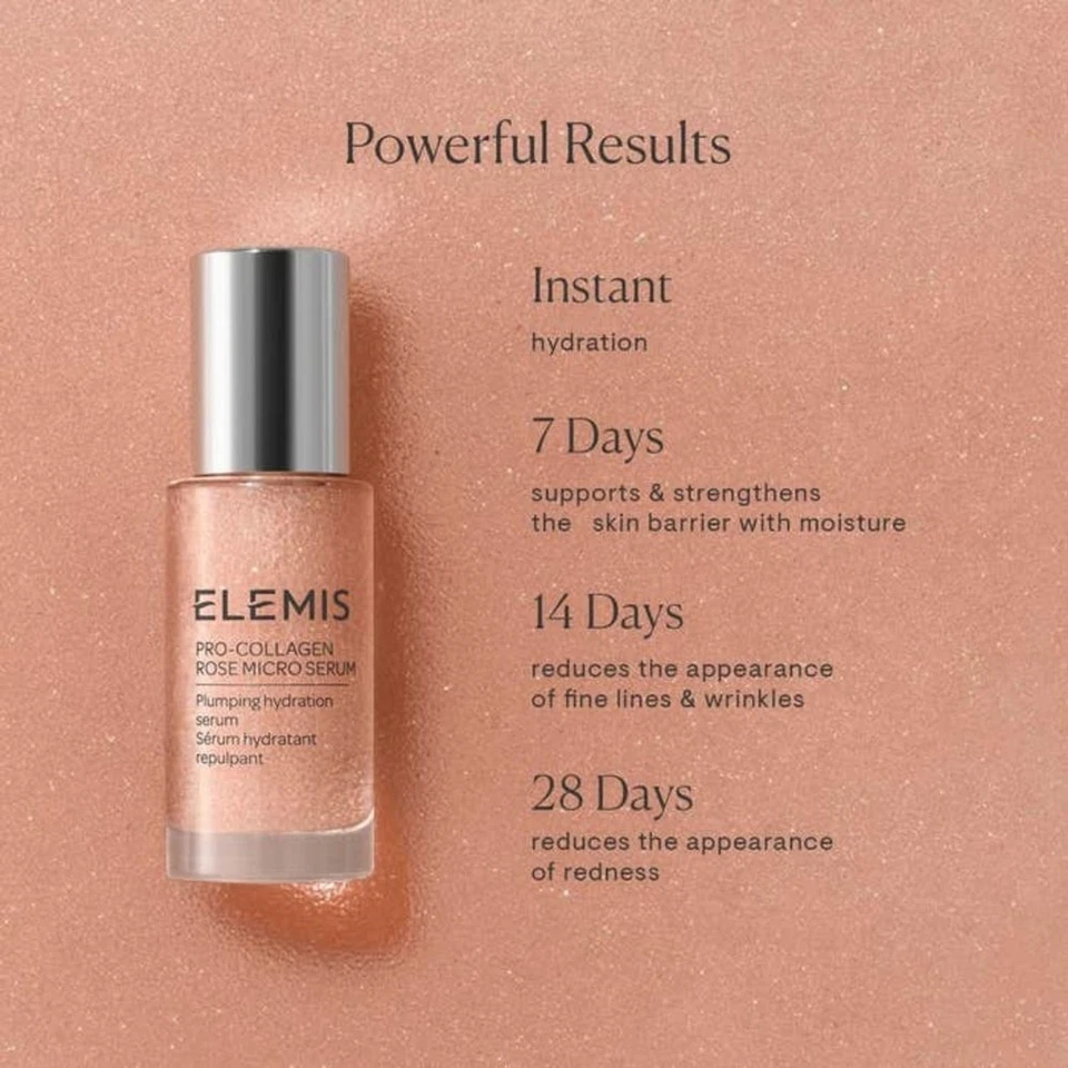 Micro suero ELEMIS Pro-Collagen Rose - 1 fl oz / 30 ml - TAMAÑO COMPLETO - NUEVO Foto 2 de 2