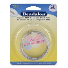 Wire, 316L Stainless Steel 22 Gauge SQUARE Wrapping Wire 21.3 Feet
