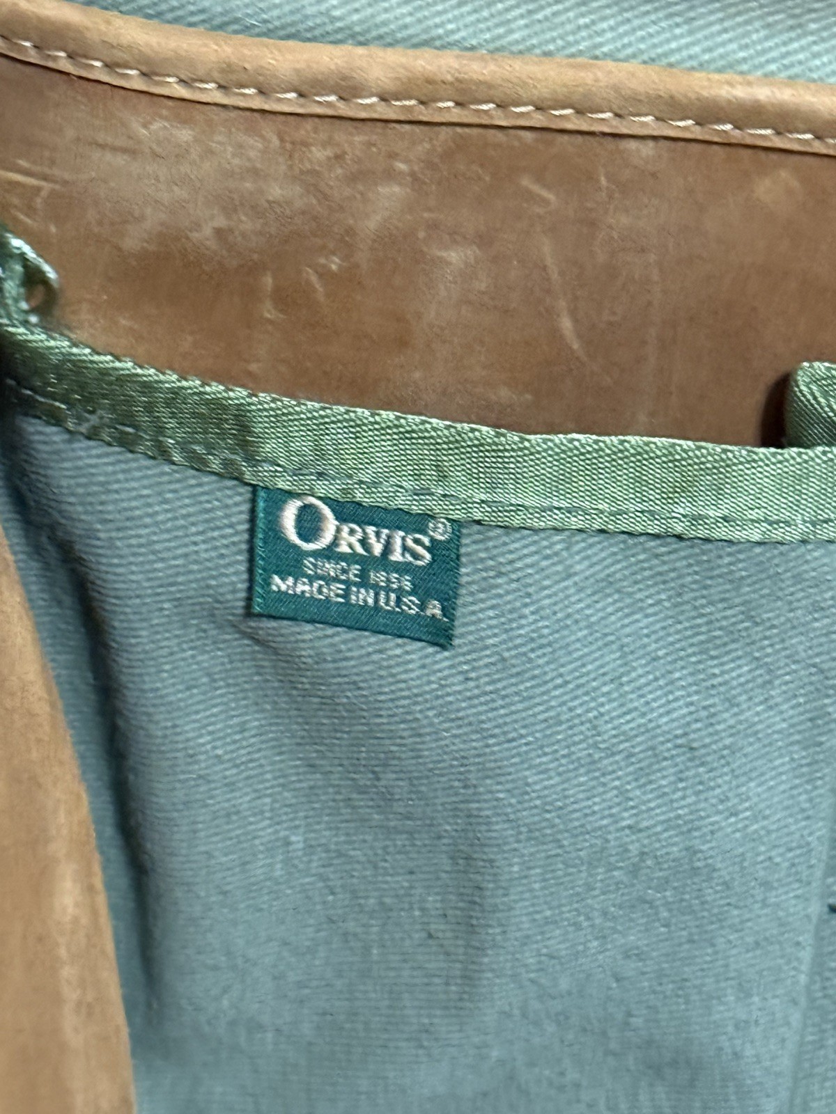 Vintage Orvis Leather Briefcase Messenger Bag Tan 18.5x11 USA Saddle image 10