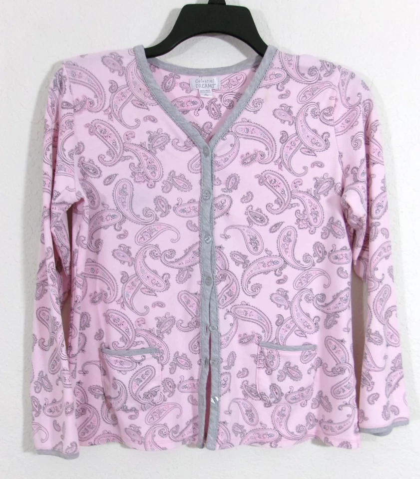 Celestial Dreams Pink and Gray Paisley 2-Piece Pajama Set Women's Medium 8-10 - Image 2 of 4