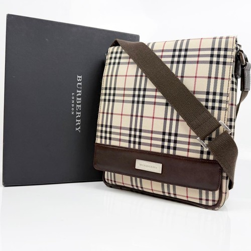 Burberry Nova Check Brown Shoulder Bag Logo Plate Crossbody Japan 073586