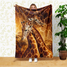 Affectionate Giraffe Pair Coral Fleece Blanket