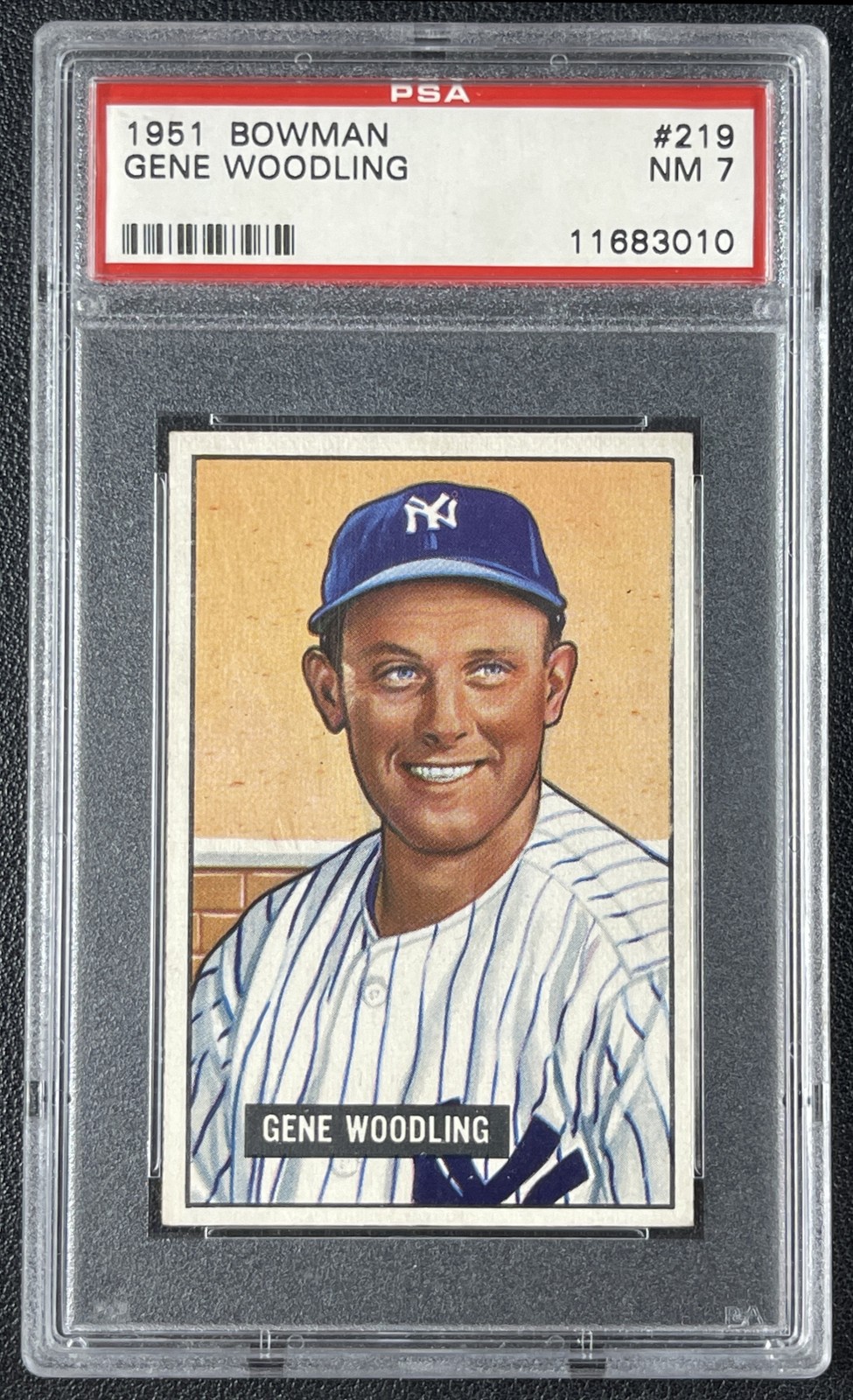 GENE WOODLING PSA 7 1951 BOWMAN BASEBALL #219 ROOKIE RC YANKEES 3010