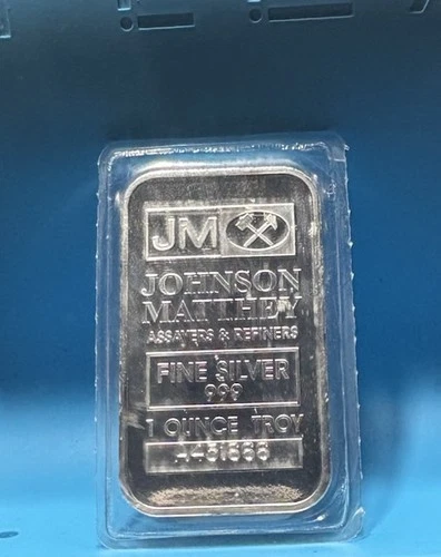 Johnson Matthey 1 OZ .999 FINE SILVER Bar Serial #A451666 *sealed ⭐️