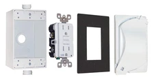 16449WH TRWR GFCI Receptacle Kit with Universal Weatherproof Cover, White