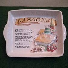 Lasagne Dish Rayware Vintage Ceramic Ovenware W/ Printed Recipe excellent cond