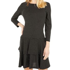 Michael Kors Metallic Dot Flounce Tiered Dress Evening Party Cocktail S