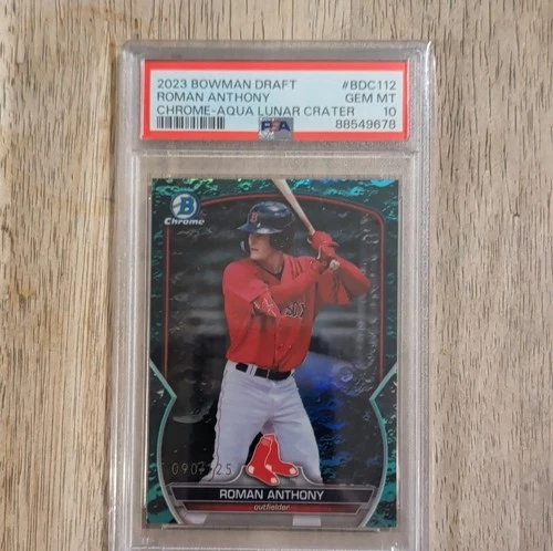 Bowman 2023 Chrome Roman Anthony Aqua Lunar Crater #BDC-112 /125 PSA 10