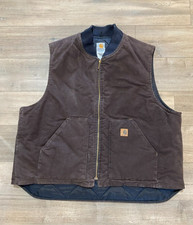 VTG Carhartt V02 DKB MENS XXL Duck Arctic Quilted Vest Dark Brown USA Made