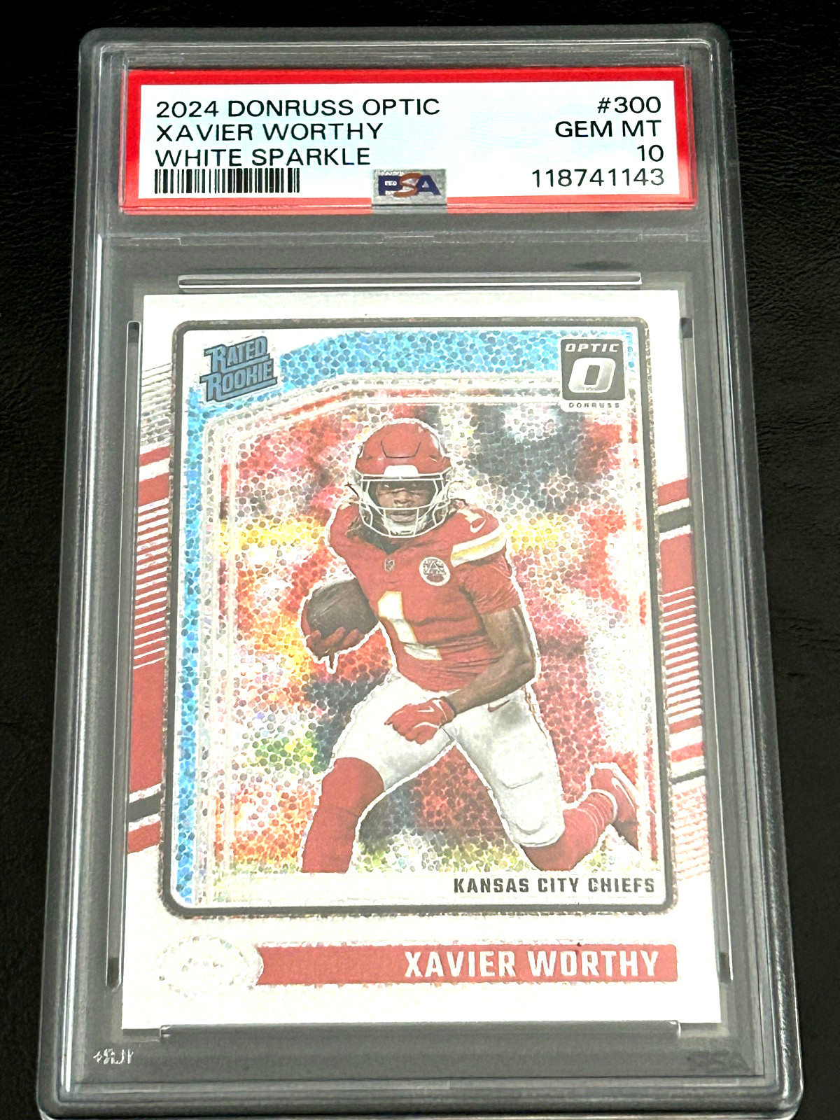 2024 Donruss Optic Xavier Worthy White Sparkle SSP RC #300 PSA 10 GEM MINT KC