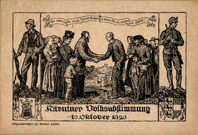 Wappen Ak Kärntner Volksabstimmung 10.Oktober 1920, Volkstrachten - 11452516