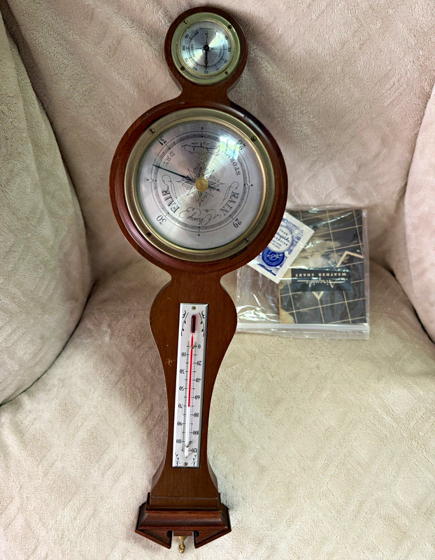 Airguide Wall-Mount Weather Station Wood Barometer Thermometer Hygrometer