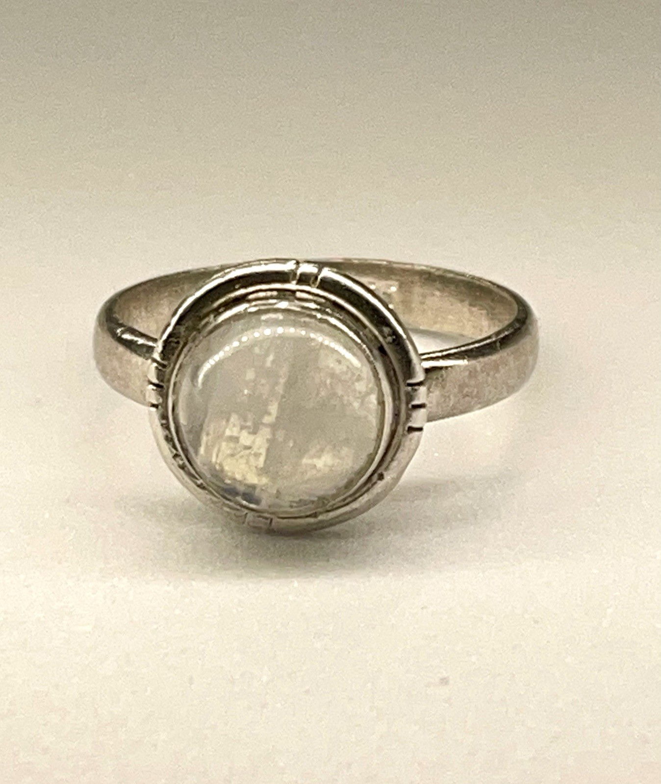 Solid 925 Sterling Silver Round Moonstone Ring Si… - image 7