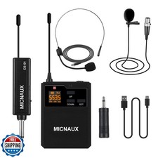 MICNAUX Wireless Lapel Microphone System with Headset and Lavalier Mics, UHF