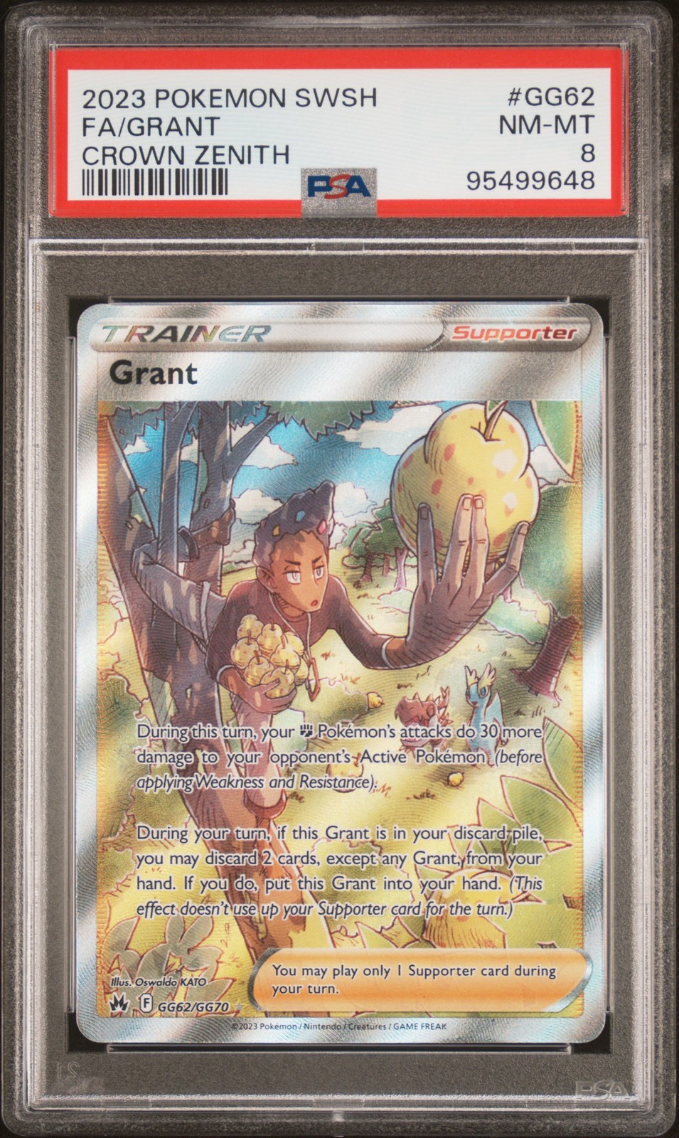 2023 POKEMON SWORD & SHIELD CROWN ZENITH #GG62 FULL ART/GRANT PSA 8