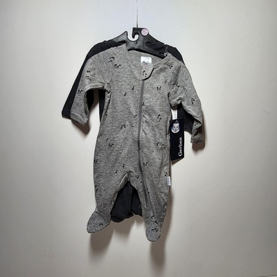 Unisex Baby 2-Pk Zip Front Rock And Roll Theme Size Newborn New With Tags Gerber