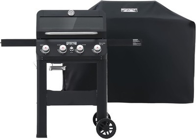 4-Burner Liquid Propane Gas Grill,Matte Black Stainless Steel Burner Grill w/Cl