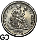 1891-O Seated Liberty Dime, Premium Quality Gem BU++