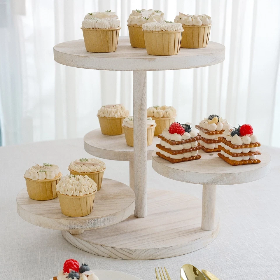 White 4-Tier 14" Wooden Cake Stand Round Trays Party Events Decorations Supplies - Image 2 of 4