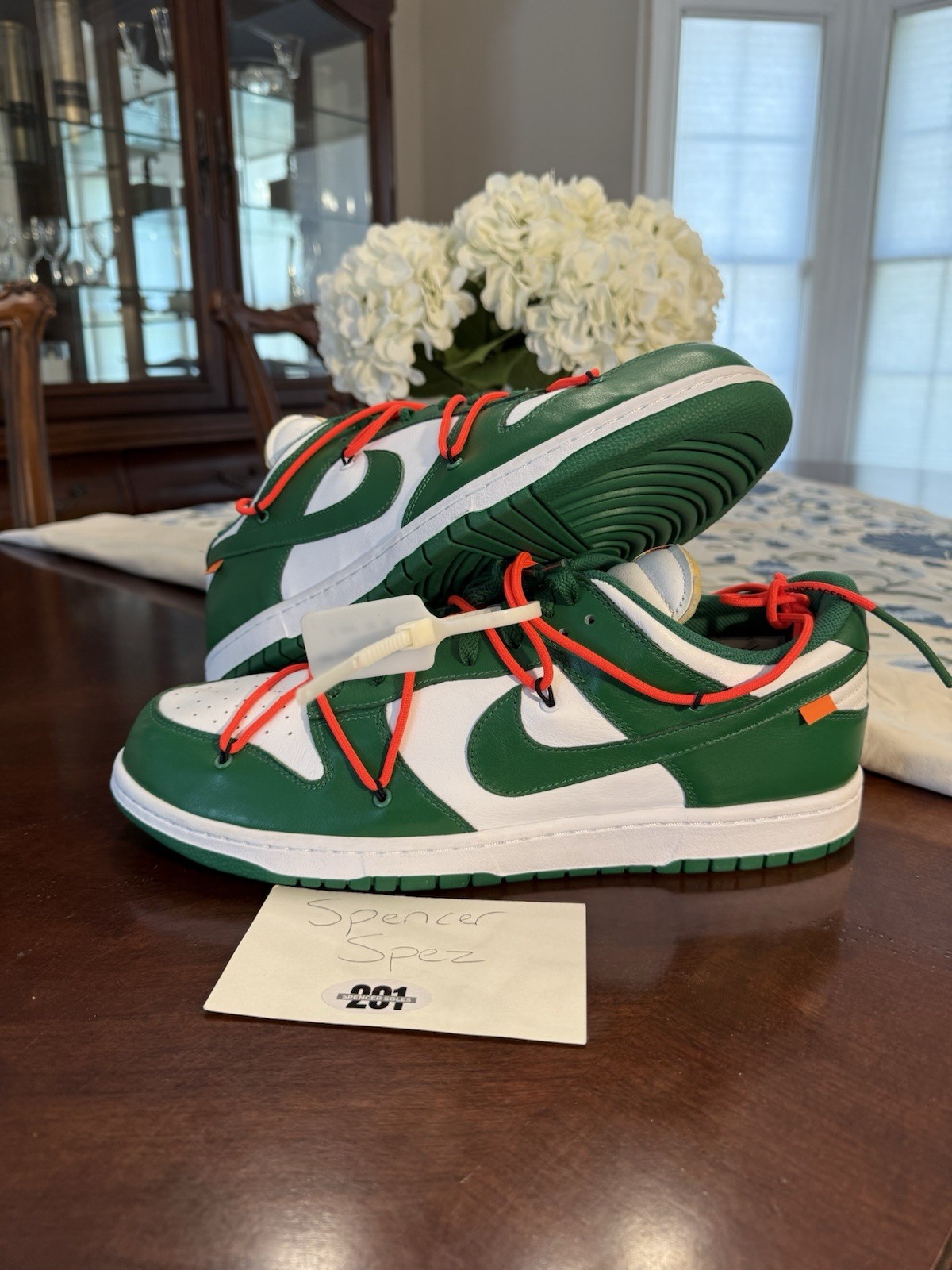 OFF WHITE X NIKE Taglia 15 Nike Dunk Low x OFF WHITE verde pino bianco (CT0856 100) nuove provate